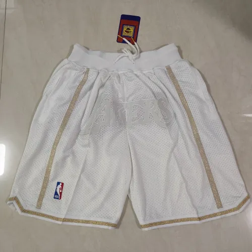 Calções de basquetebol brancos com bolsos dos Los Angeles Lakers
