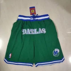 Pantalones cortos de baloncesto verdes de estilo retro de los Dallas Mavericks