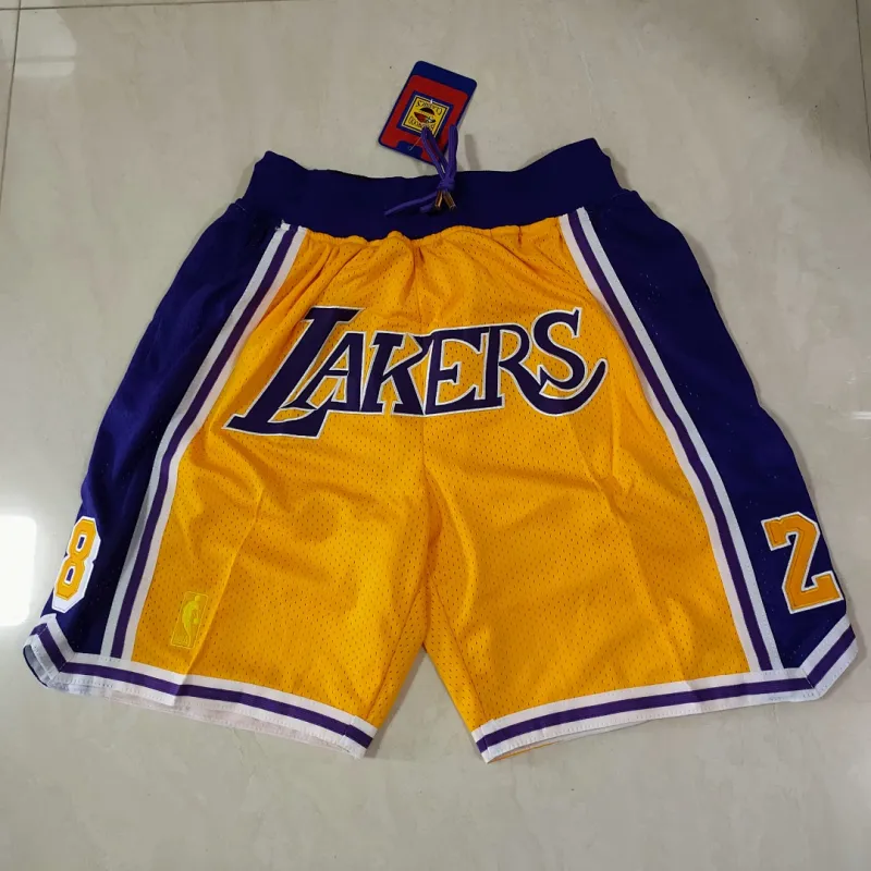 Los Angeles Lakers Pocket Yellow Basketball Shorts