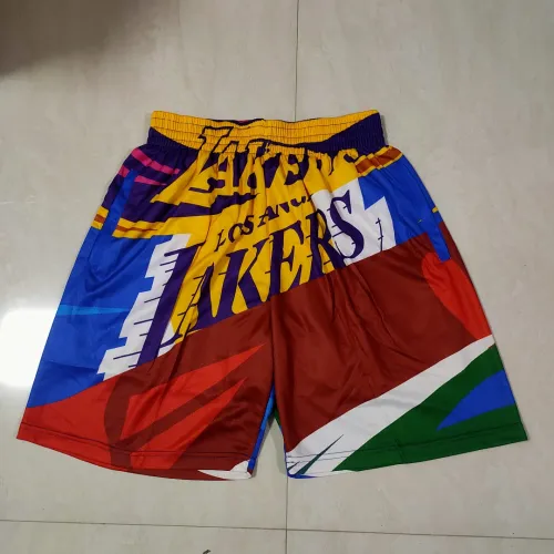 Calções de basquetebol roxos com bolsos dos Los Angeles Lakers