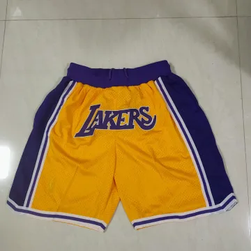Los Angeles Lakers Throwback Pocket Yellow Basketball Shorts