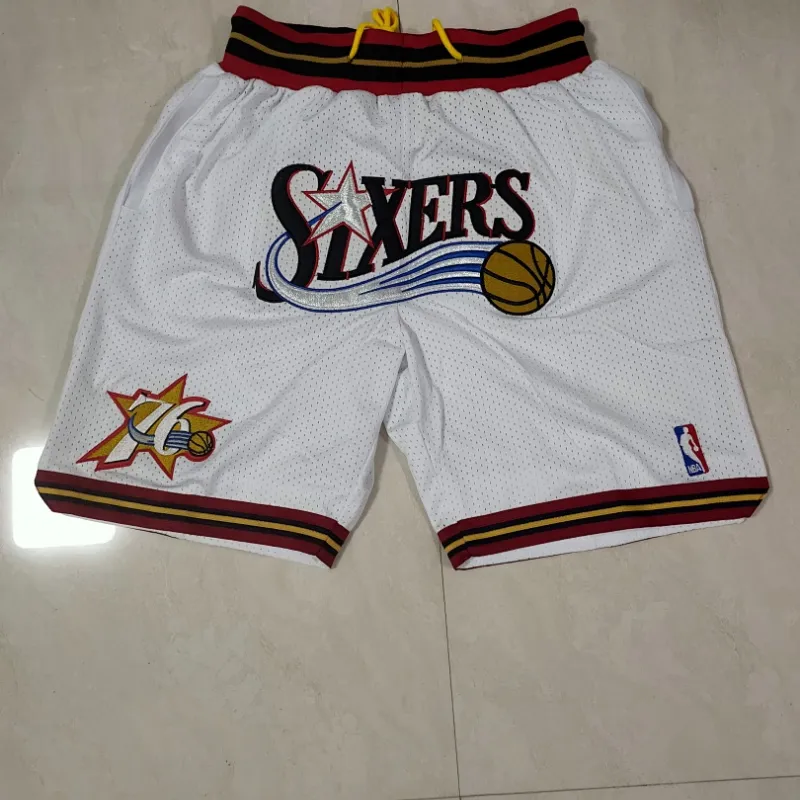 Philadelphia 76ers Throwback Pocket White Basketball Shorts