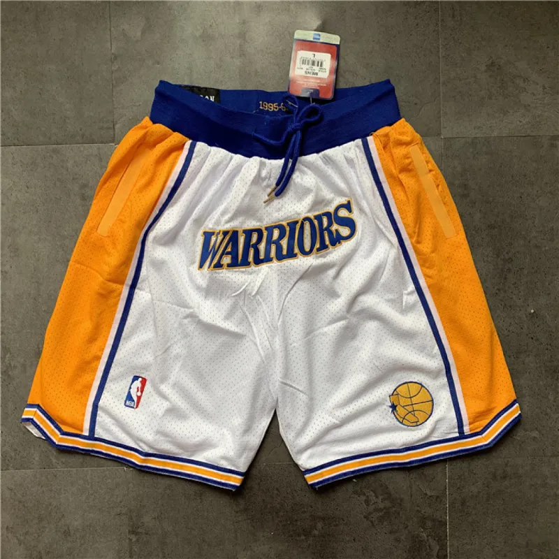 Golden State Warriors Throwback White Basketball Shorts