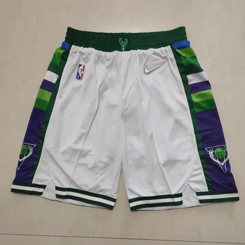 Milwaukee Bucks 75th Anniversary Throwback White Basketball Shorts