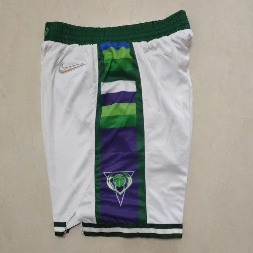 Milwaukee Bucks 75th Anniversary Throwback White Basketball Shorts