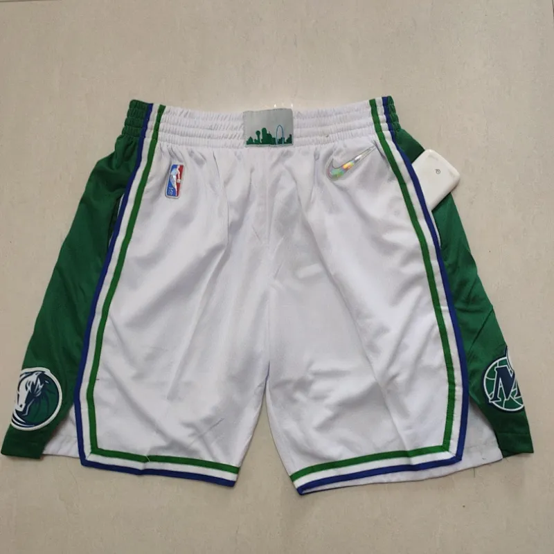 Pantalones cortos de baloncesto blancos de estilo retro «Throwback» de los Dallas Mavericks, con motivo del 75.º aniversario