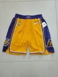 Los Angeles Lakers 75th Anniversary Throwback Pocket Yellow Basketball Shorts