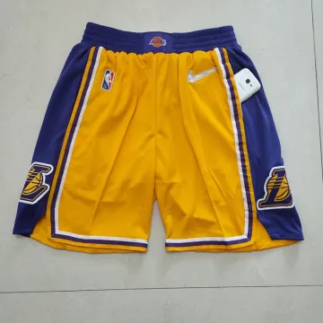 Los Angeles Lakers 75th Anniversary Throwback Pocket Yellow Basketball Shorts