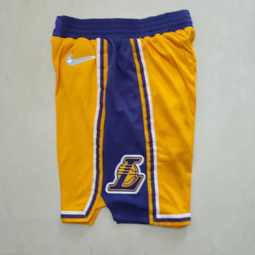 Los Angeles Lakers 75th Anniversary Throwback Pocket Yellow Basketball Shorts
