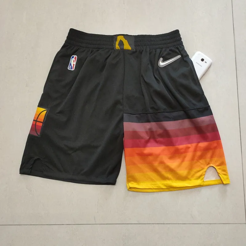 Utah Jazz 75th Anniversary Throwback Pocket Black Basketball Shorts