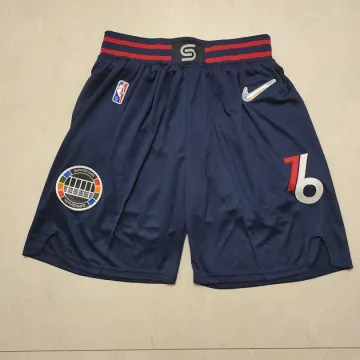 Philadelphia 76ers 75th Anniversary Throwback Navy Basketball Shorts
