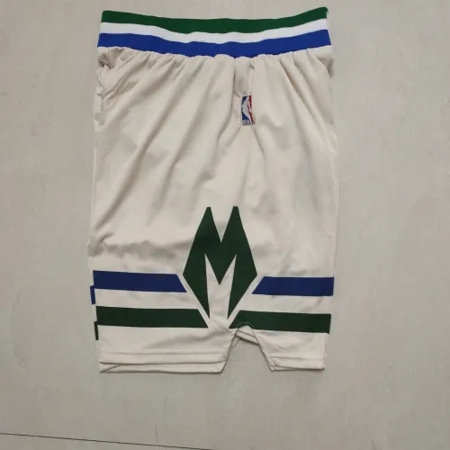 Milwaukee Bucks Cream Basketball Shorts