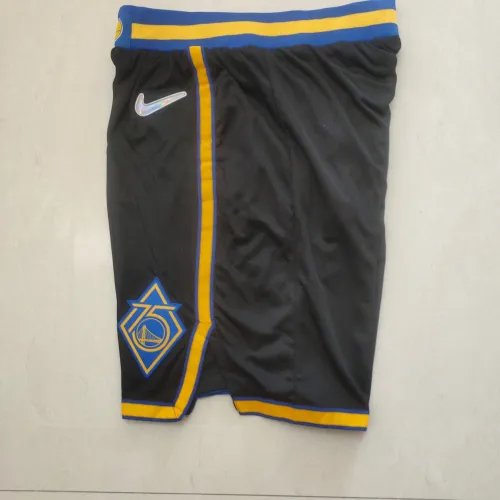 Golden State Warriors 75th Anniversary Throwback Black Basketball Shorts