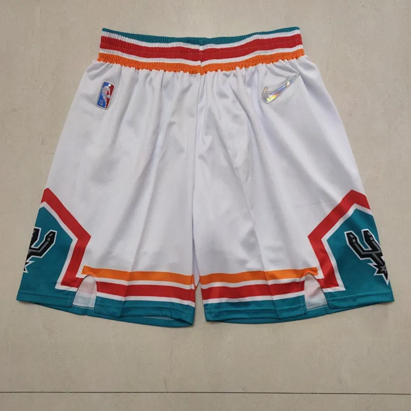 San Antonio Spurs 75th Anniversary Throwback White Basketball Shorts