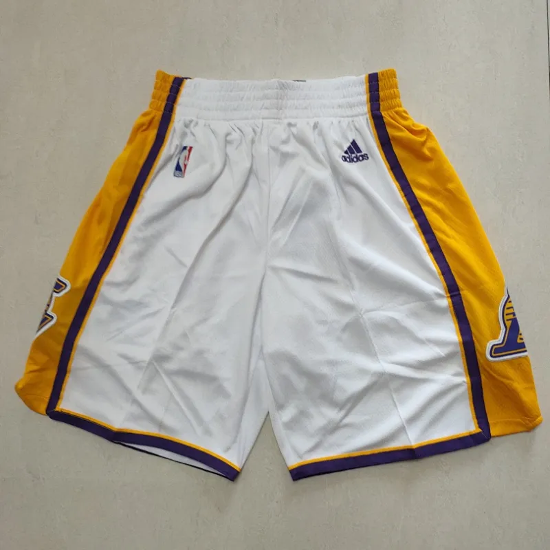 Los Angeles Lakers Throwback White Basketball Shorts