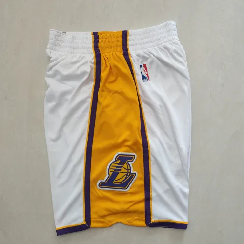 Los Angeles Lakers Throwback White Basketball Shorts
