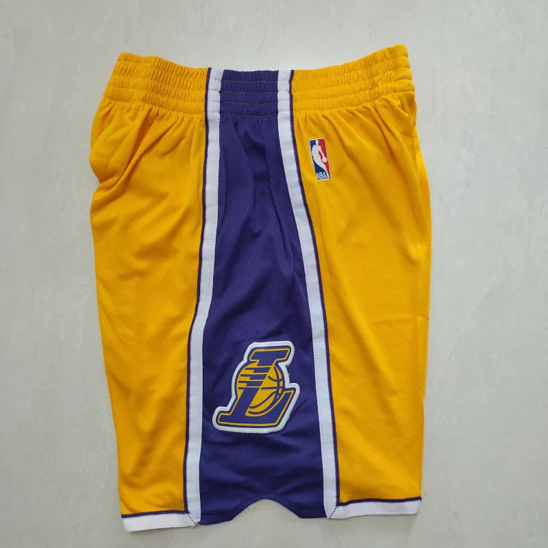 Los Angeles Lakers Throwback Yellow Basketball Shorts