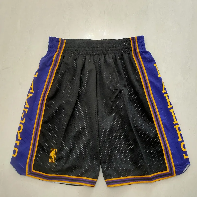 Los Angeles Lakers Throwback Black Basketball Shorts