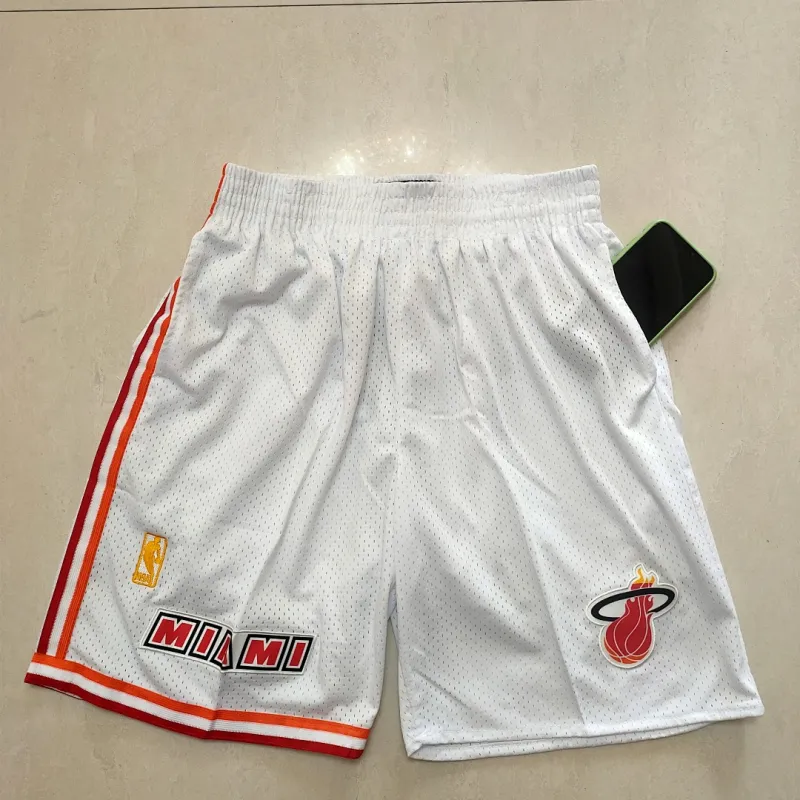 Miami Heat Throwback Pocket White Basketball Shorts