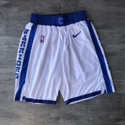 Golden State Warriors Throwback White Basketball Shorts - product photo Calções de basquetebol brancos retro dos Golden State Warriors