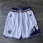 Utah Jazz Throwback White Basketball Shorts