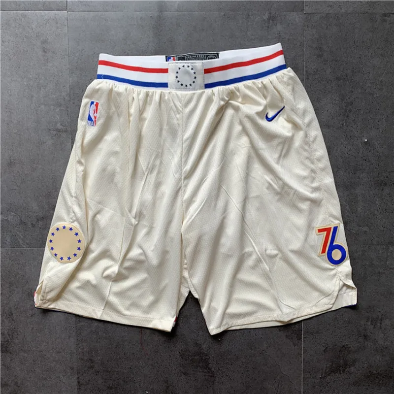 Calções de basquetebol Philadelphia 76ers City Edition, cor creme