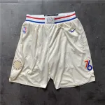 Calções de basquetebol Philadelphia 76ers City Edition, cor creme