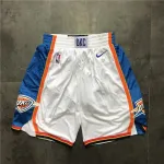 Calções de basquetebol brancos do Oklahoma City Thunder