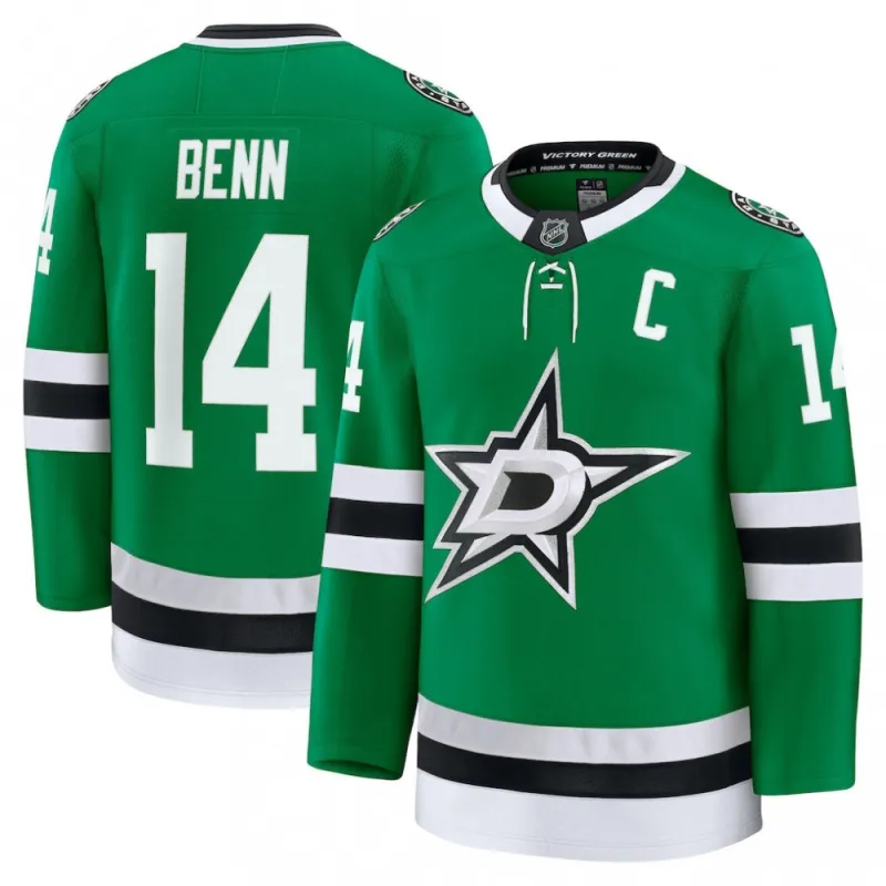 Jamie Benn Dallas Stars Premium-spelersshirt voor thuiswedstrijden – Kelly Green