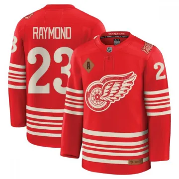 Maillot réplique haut de gamme du centenaire des Red Wings de Détroit de Lucas Raymond - Rouge
