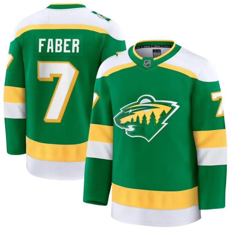 Brock Faber Minnesota Wild Alternate Premium Jersey - Green