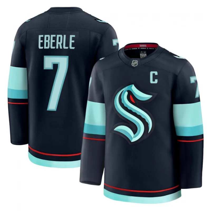Jordan Eberle Seattle Kraken Home Premium Jersey – Deep Sea Blue