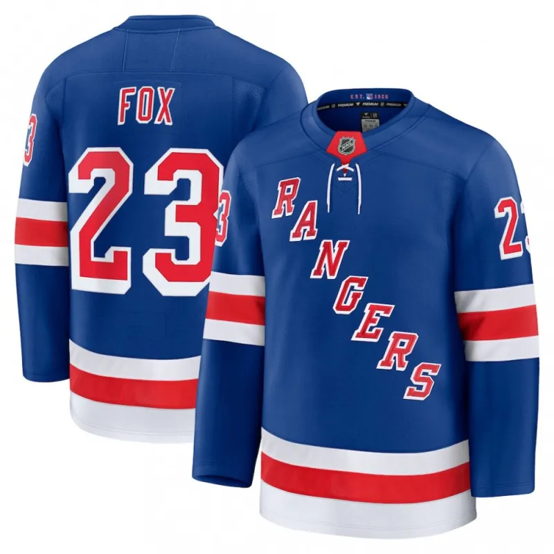 Men’s New York Rangers Adam Fox Blue Home Premium Jersey