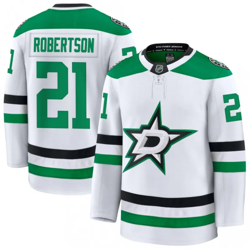 Camiseta de jugador premium de los Dallas Stars de Jason Robertson (visita) – Blanca