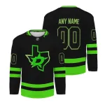 Zwarte alternatieve replica-shirt op maat voor jongeren van de Dallas Stars