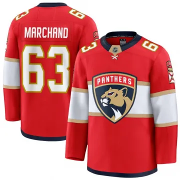 Camisa de jogador Premium de casa de Brad Marchand dos Florida Panthers - Vermelha