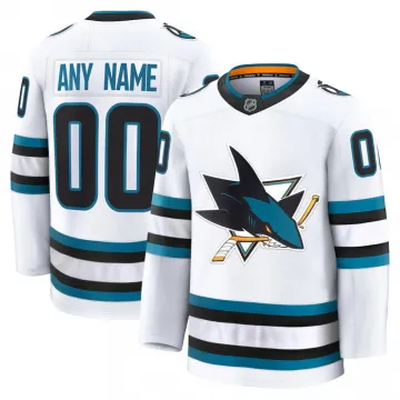 Men's San Jose Sharks White Away Premium Custom Jersey