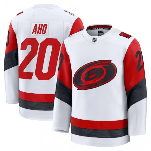 Herren Carolina Hurricanes Sebastian Aho Weiß Auswärts Premium Trikot