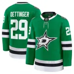Camisa de jogador premium de casa do Jake Oettinger dos Dallas Stars - Verde Kelly