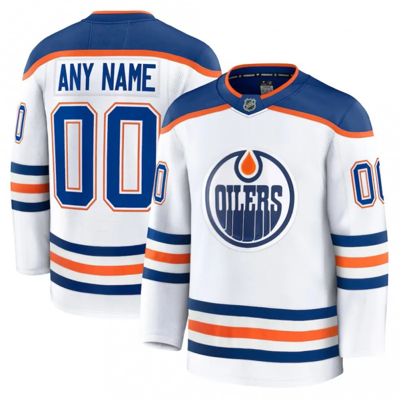 Edmonton Oilers Away White Premium Custom Jersey