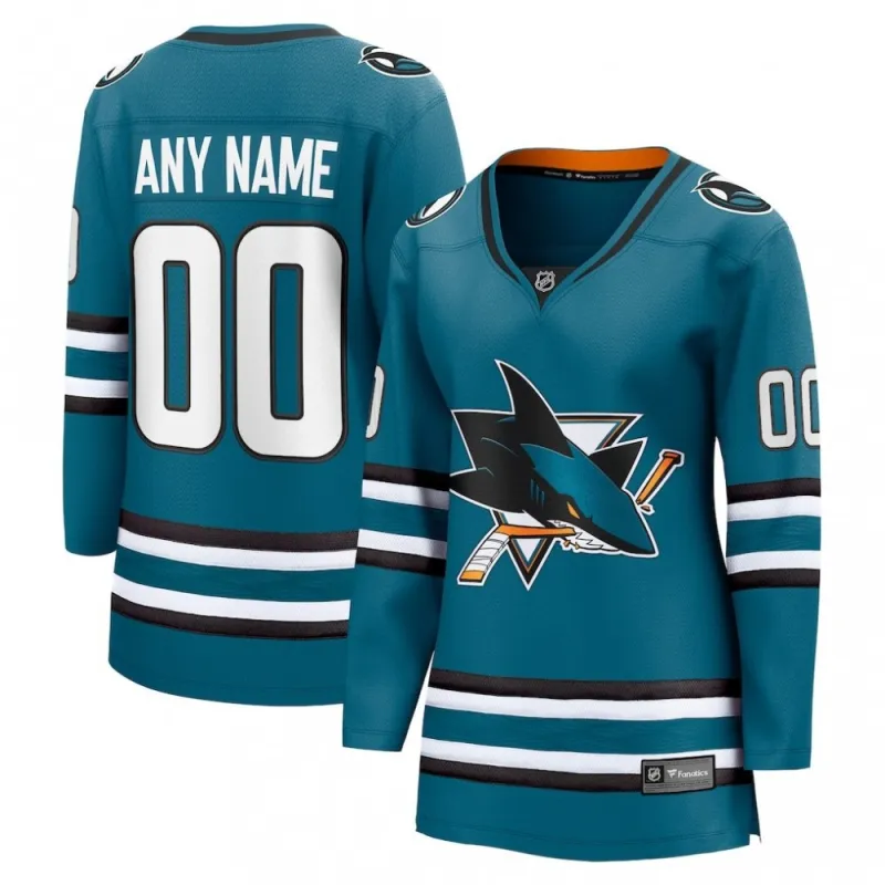 Women’s San Jose Sharks Teal Home Breakaway Custom Jersey