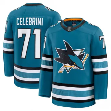 Maillot Premium domicile « Macklin Celebrini » bleu sarcelle des San Jose Sharks pour homme