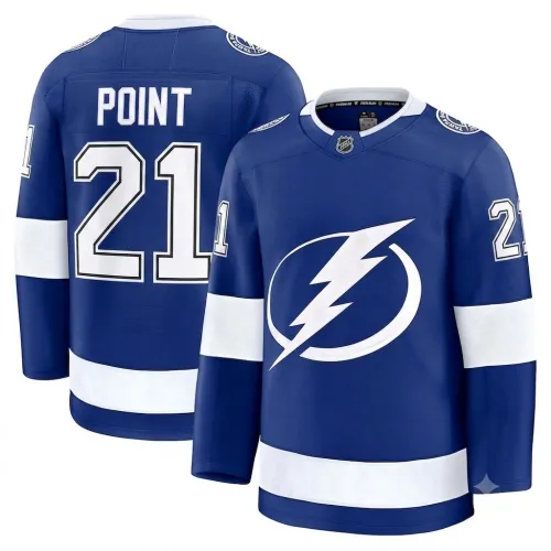 Maglia Premium da casa blu di Brayden Point dei Tampa Bay Lightning