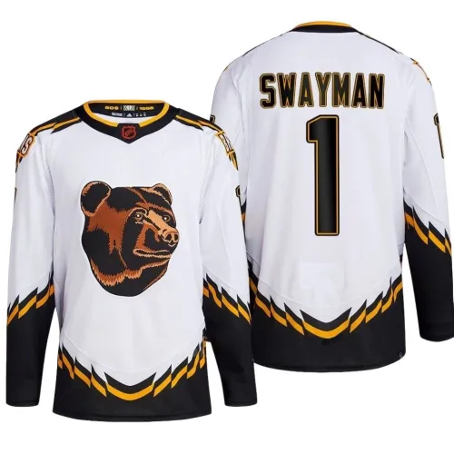 Jeremy Swayman Camisola branca com retrocesso Retro Premium dos Boston Bruins