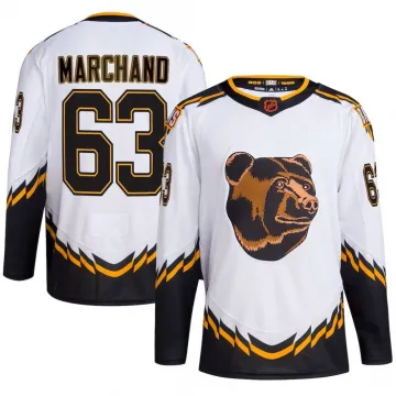 Camisola Reverse Retro Premium branca de Brad Marchand Boston Bruins