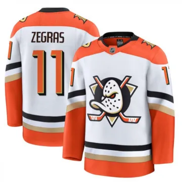 Maillot Premium extérieur orange et blanc de Trevor Zegras des Anaheim Ducks