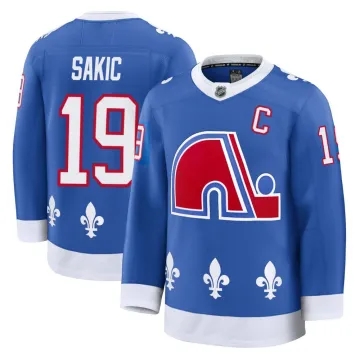 Camisa Premium «Heritage» Alternativa Azul do Joe Sakic dos Colorado Avalanche