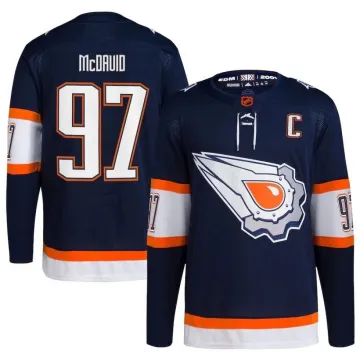 Camisa de jogador Connor McDavid dos Edmonton Oilers, modelo Navy Reverse Retro 2.0
