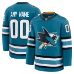 Men's San Jose Sharks Teal Home Premium Custom Jersey