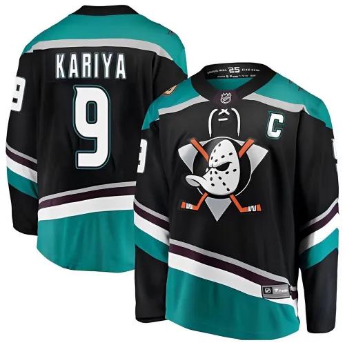 Camiseta premium alternativa verde de Paul Kariya de los Anaheim Ducks